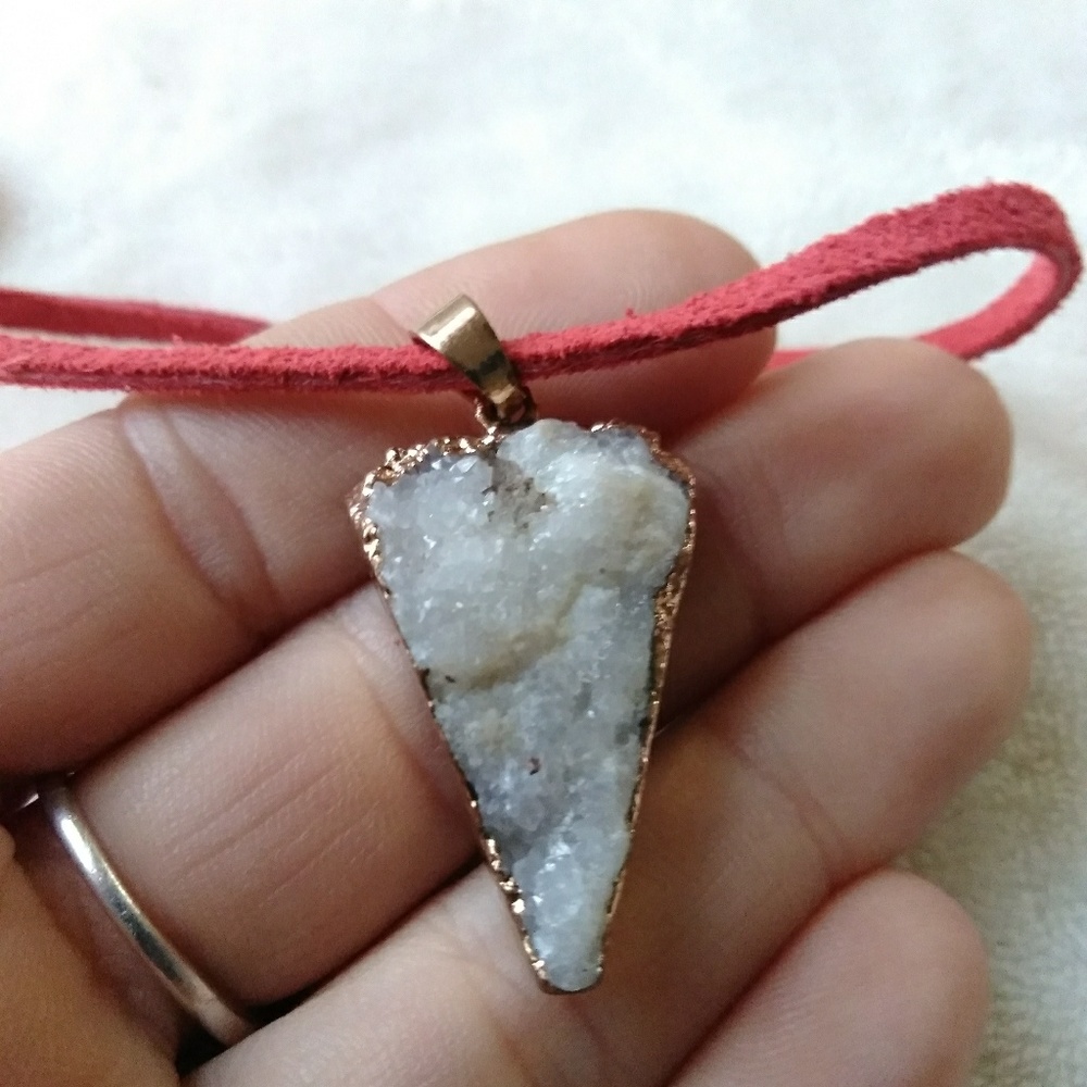 Quartz Druzy Arrowhead Necklace - Artisan - Boho - Picture 3 of 4